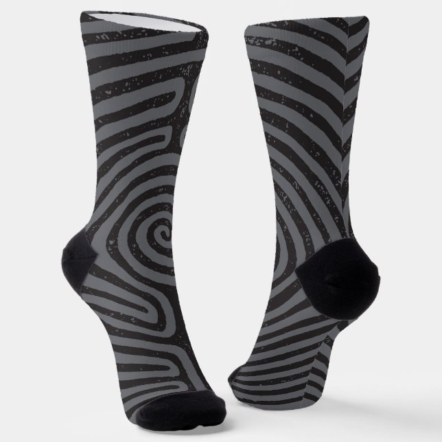 Calcetines Laberinto de Círculo Negro (Gris) Arte Fino (Angular)