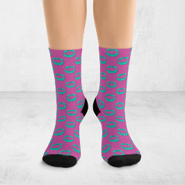Calcetines Labios besándose Pop Art Purpura y Turquesa XOXO