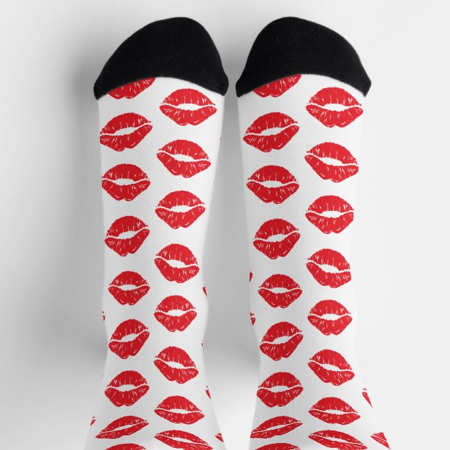 Calcetines Labios Rojos, Labios Rojos, Beso, Patrón De Labios (Arriba)
