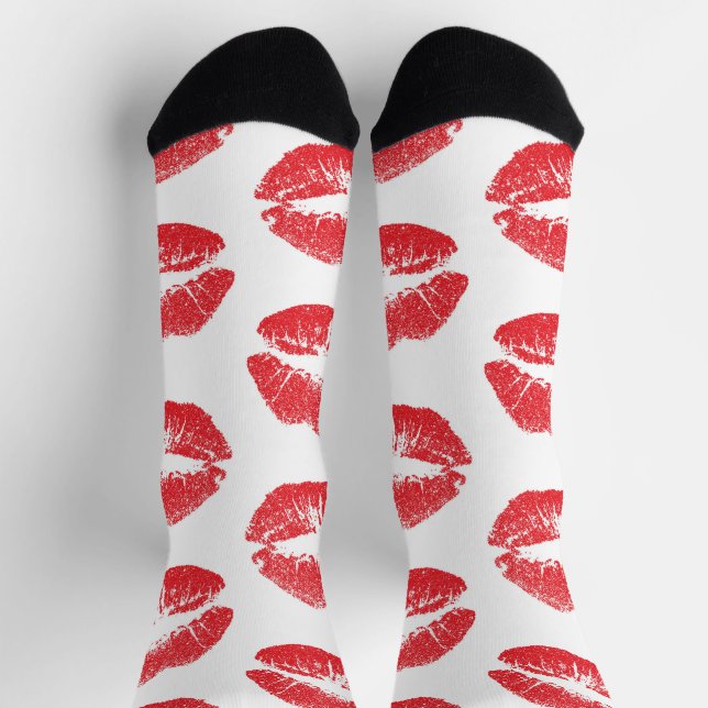 Calcetines Labios Rojos, Patrón De Labios, Labios Rojos, Beso (Arriba)