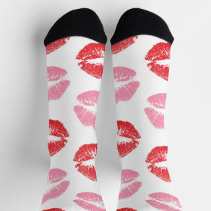 Calcetines Labios rojos y rosados, patrón de labios, labios, 