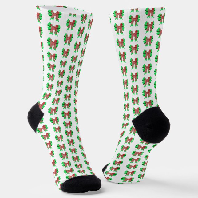 Calcetines Labradoodle Christmas Dog Bow Silhouette White (Angular)