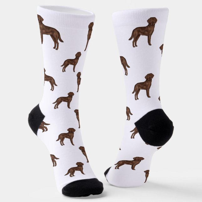 Calcetines Labrador Retriever Chocolate Marrón Patrón de Perr (Angular)