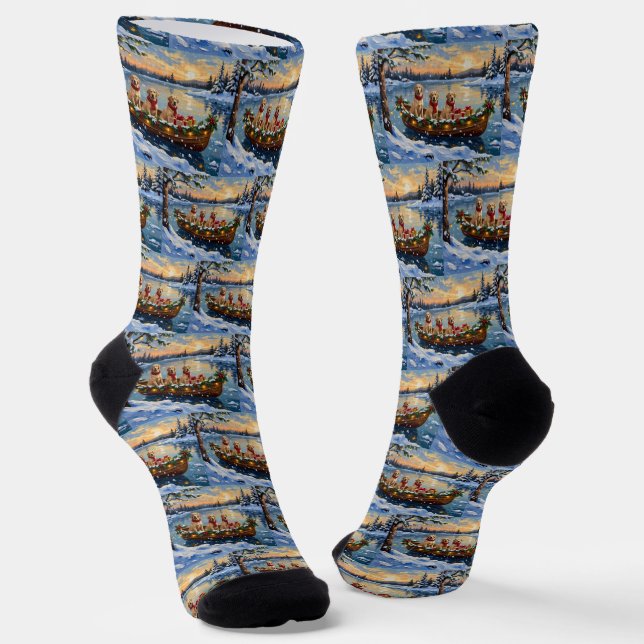 Calcetines Labrador Retriever Christmas Boat Holiday (Angular)