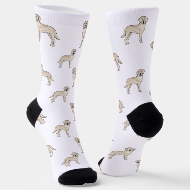 Calcetines Labrador Retriever Cute Lab Art Perro Patrón Crema (Angular)