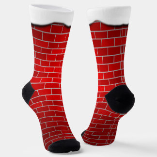 Calcetines Ladrillo rojo con Navidades de deriva de nieve