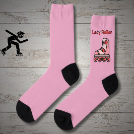 Calcetines Lady Roller, patinaje rosado en línea sobre rosa