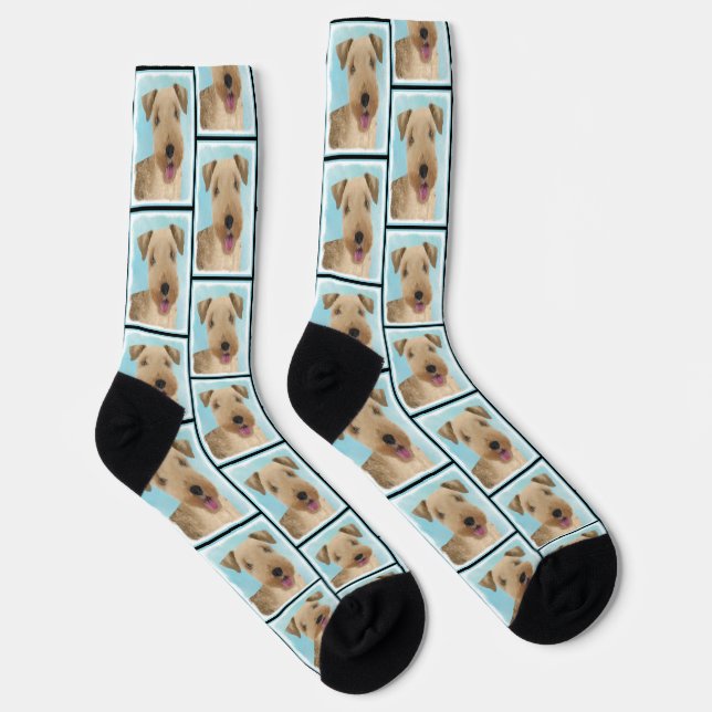Calcetines Lakeland Terrier Pintura Cuta Original Perro Arte (Derecha)