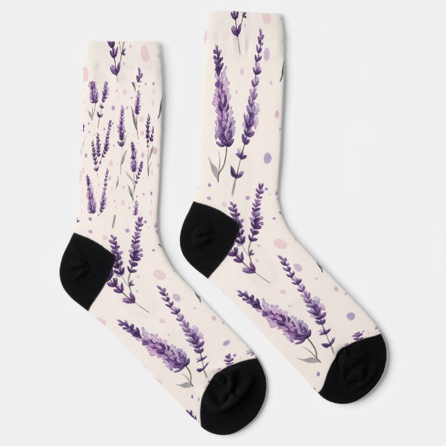 Calcetines Lavanda acuática y diseño de puntos (Derecha)