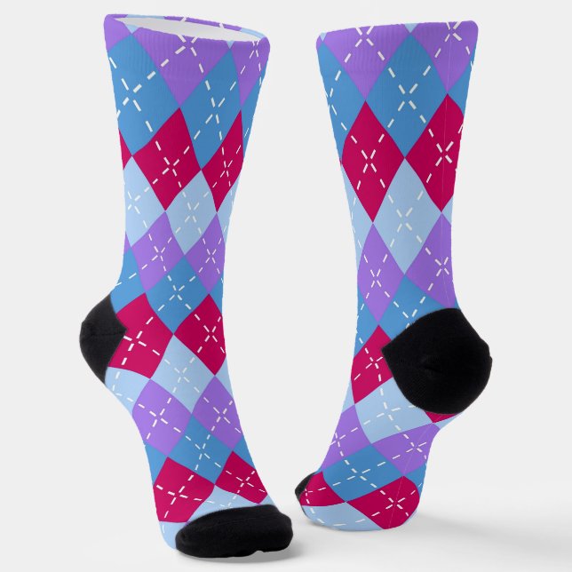 Calcetines Lavanda de frambuesa azul Magenta Argyle personali (Angular)