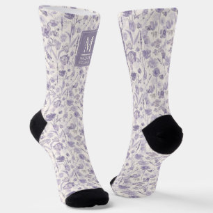 Calcetines Lavanda Floral de Acuarela Morado Patrón