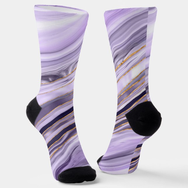 Calcetines Lavender Lilac Flujo de mármol (Angular)