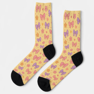 Calcetines Lazos de Pastel y Patrón de Flores – Niña Amarilla