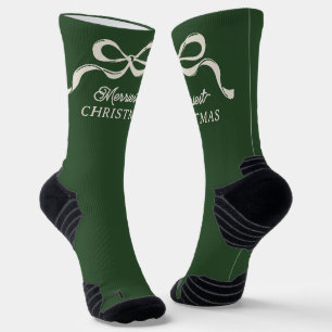 Calcetines Lazos modernos de Navidad Clásico verde de fiest