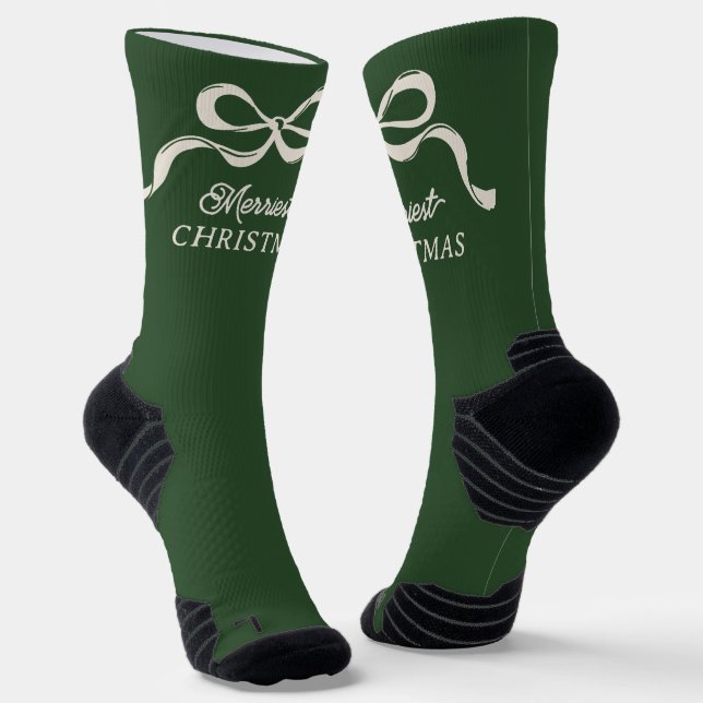 Calcetines Lazos modernos de Navidad | Clásico verde de fiest (Angular)