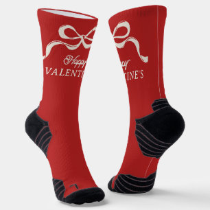 Calcetines Lazos Modernos FELIZ DÍA DE SAN VALENTÍN Retro Roj