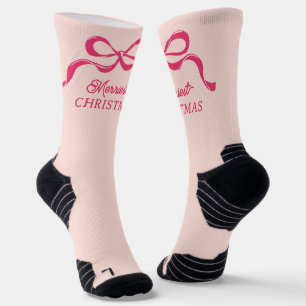 Calcetines Lazos modernos rosados de Navidad retro festividad