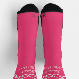 Calcetines Lazos rosados modernos de Navidad Retro festivos