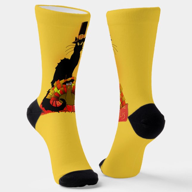 Calcetines Le chat Noir Pilgrim Thanksgiving (Angular)