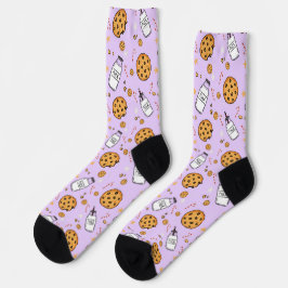 Calcetines Leche Divertida y Galletas Patrón Navidad Vacacion