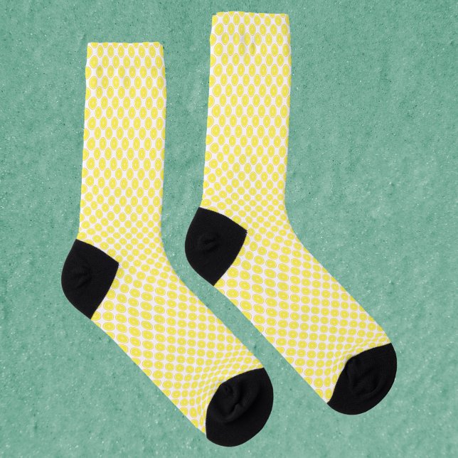 Calcetines Lemon Fruit Citrus Yellow Pattern (A pair of socks with a lemon fruit pattern )