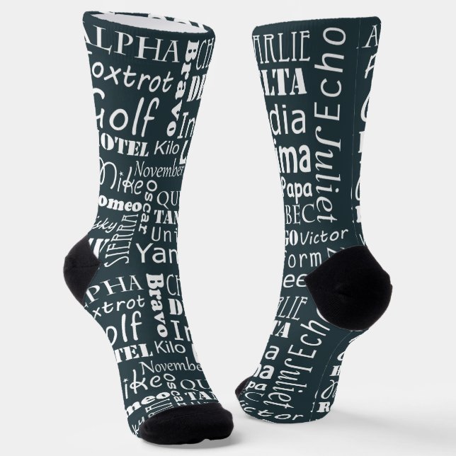 Calcetines Lenguaje fonético Alphabet Fuerza aérea Patrón azu (Angular)