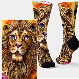Calcetines León dorado Steampunk con ojos azules