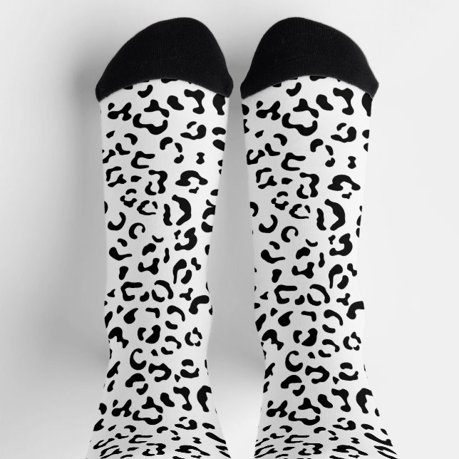 Calcetines Leopard Print, Leopard Spots, Negro Y Blanco (Arriba)