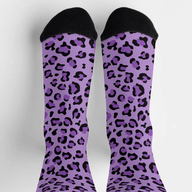 Calcetines Leopard Print, Leopard Spots, Purple Leopard (Arriba)