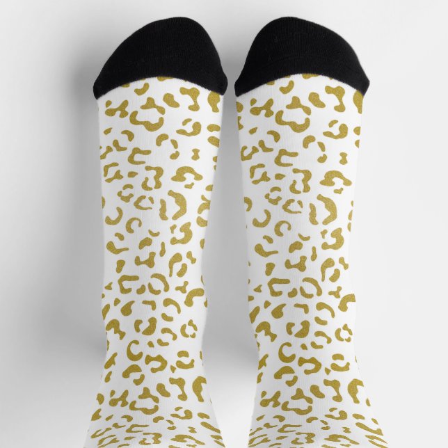 Calcetines Leopardo de oro, Purpurina de oro, impresión de le (Arriba)