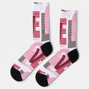 Calcetines Letra magenta geométrica de amor