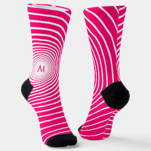 Calcetines Letra vustom blanco rayado rosado zancado calza tu