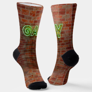 Calcetines Letrero gay neon de SlipperyJoe's pared de ladrill