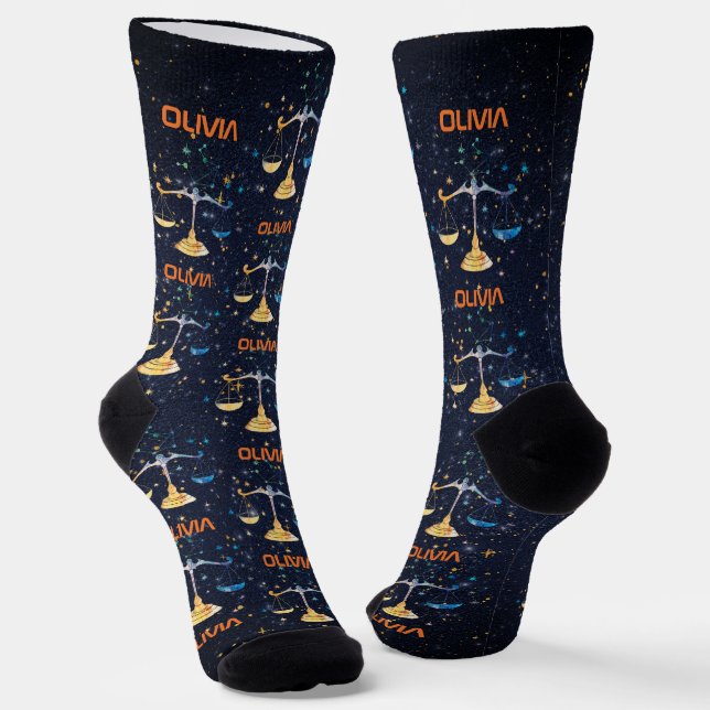 Calcetines Libra Constellation Zodiac Watercolor Stars Galaxy (Angular)