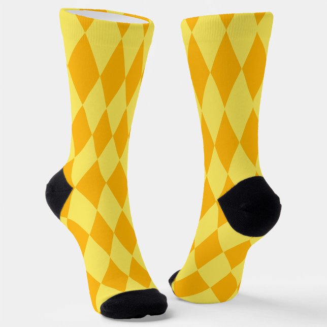 Calcetines Light and Dark Yellow Harlequin Diamonds Checkers  (Subido por el creador)