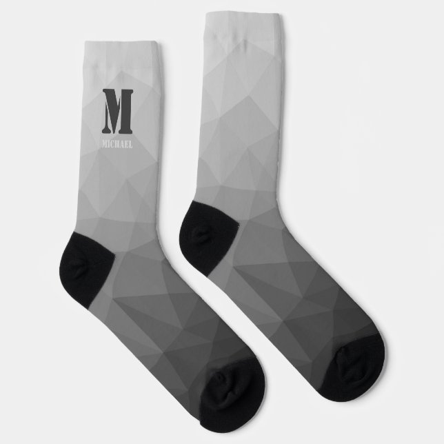 Calcetines Light gray geometric mesh pattern Monogram (Derecha)