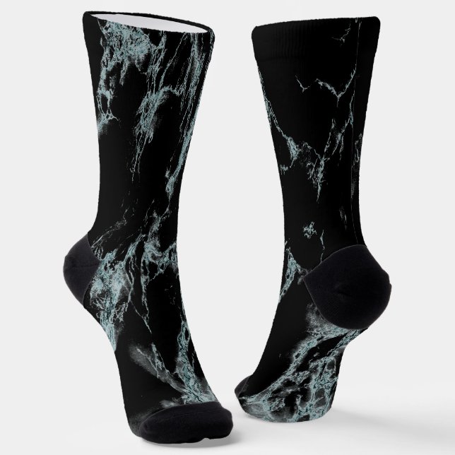 Calcetines Light Turquoise Vein Black Marble Look (Angular)