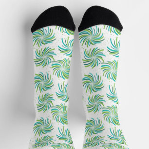 Calcetines Lime, turquesa, nadando verde en blanco