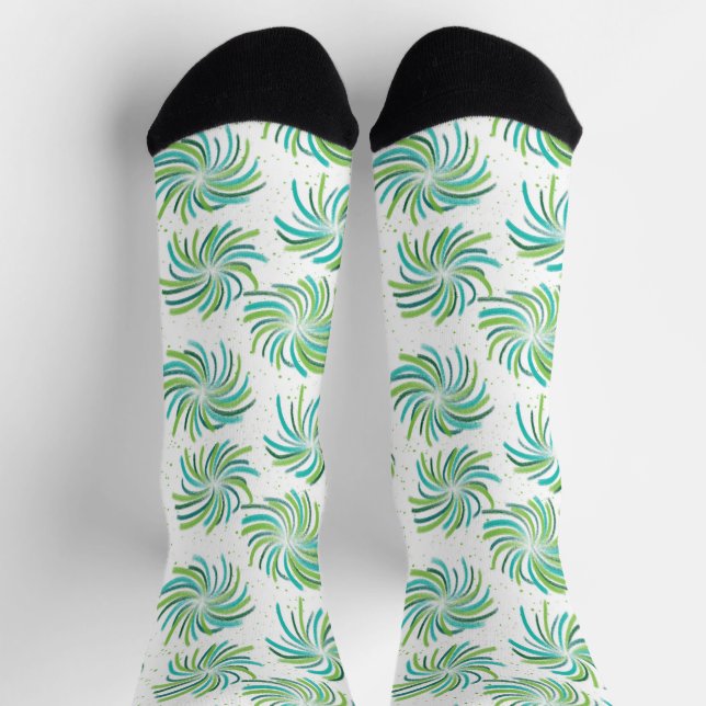 Calcetines Lime, turquesa, nadando verde en blanco (Arriba)