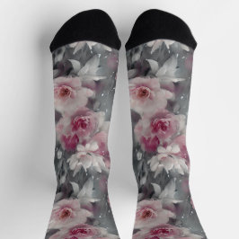 Calcetines linda chica rosa floral
