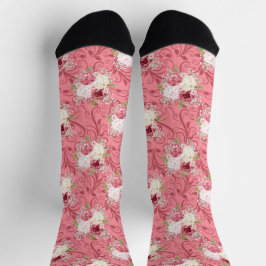 Calcetines linda chica rosa floral