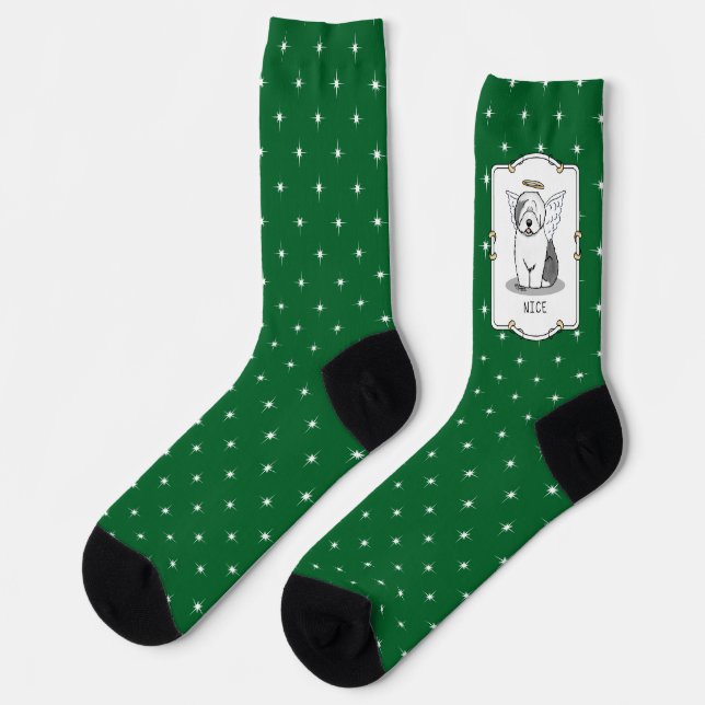 Calcetines Lindo Angel Viejo Oveja Inglés (Gris 1) - Cute (Izquierda)