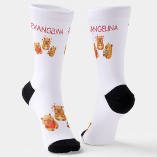 Calcetines Lindo capibara personalizado con acuarela
