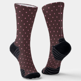 Calcetines Lindo patrón de lunares marrones y rosados Boho