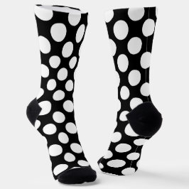 Calcetines lindo patrón de puntos de polka blanco negro