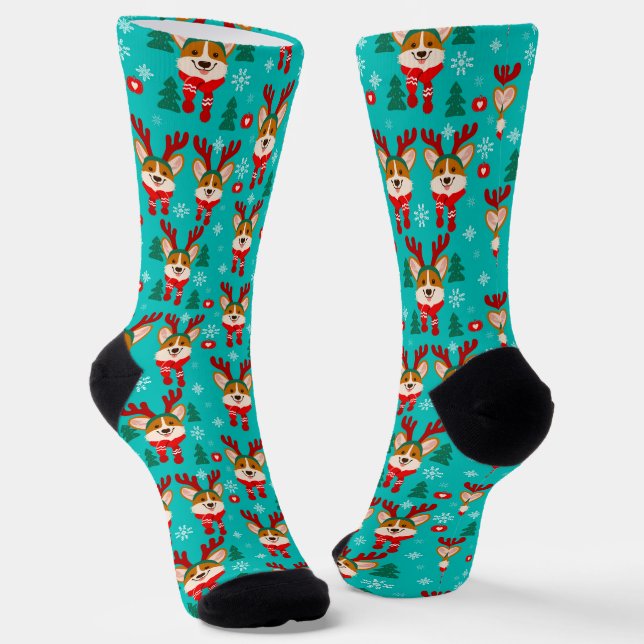 Calcetines Lindo perro Corgi de Navidad  (Angular)