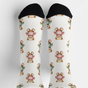 Calcetines lindos con osito de peluche de Navidad 