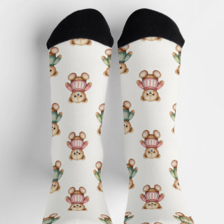 Calcetines lindos con osito de peluche de Navidad