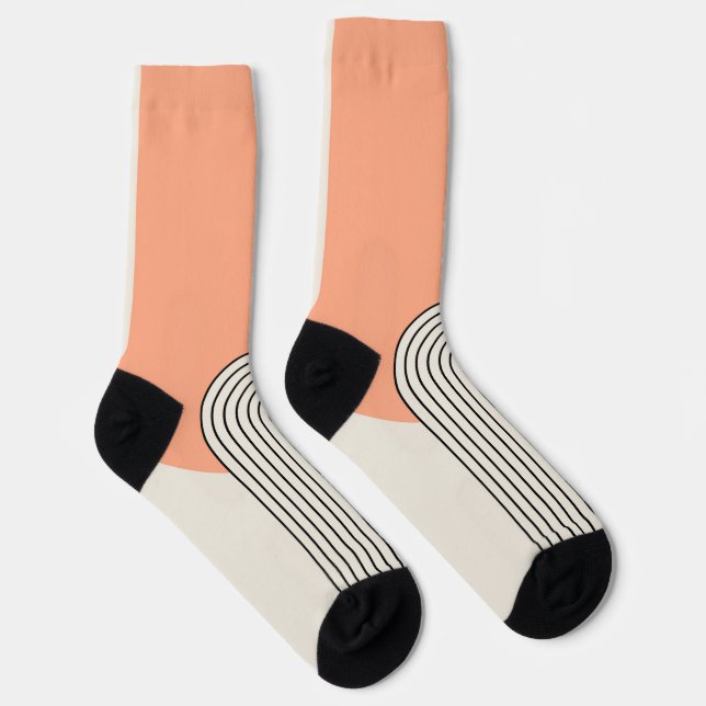 Calcetines Línea de arte de estilo de Mid Century con arco ro (Derecha)
