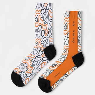Calcetines Línea Orgánica Abstracta Blanca Naranja Pasión